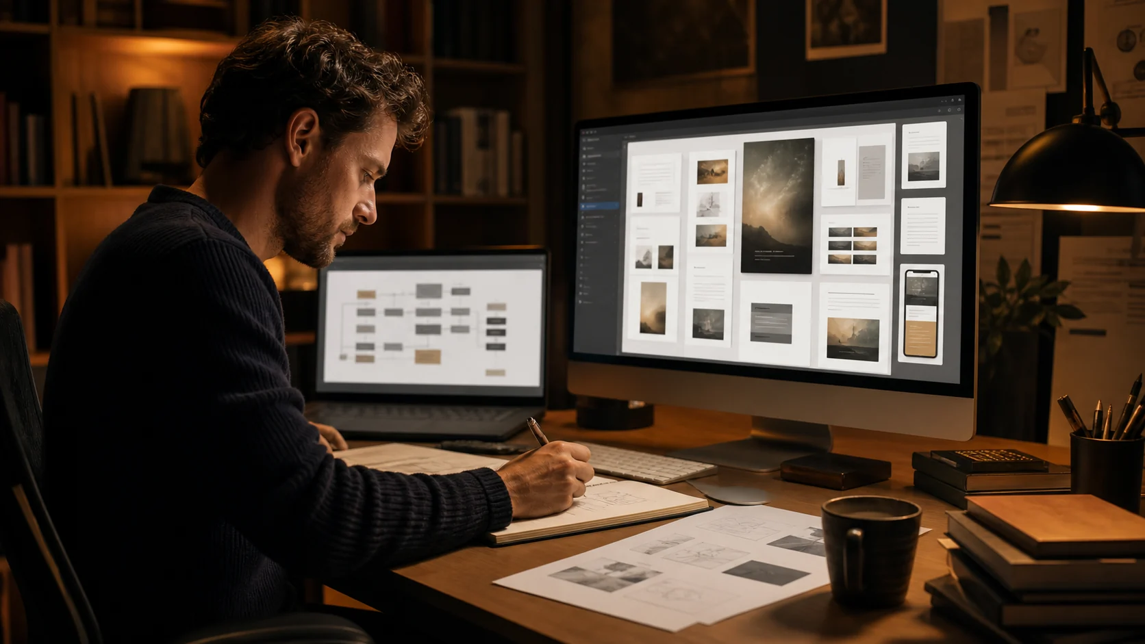 An author shaping a manuscript into several publishing formats